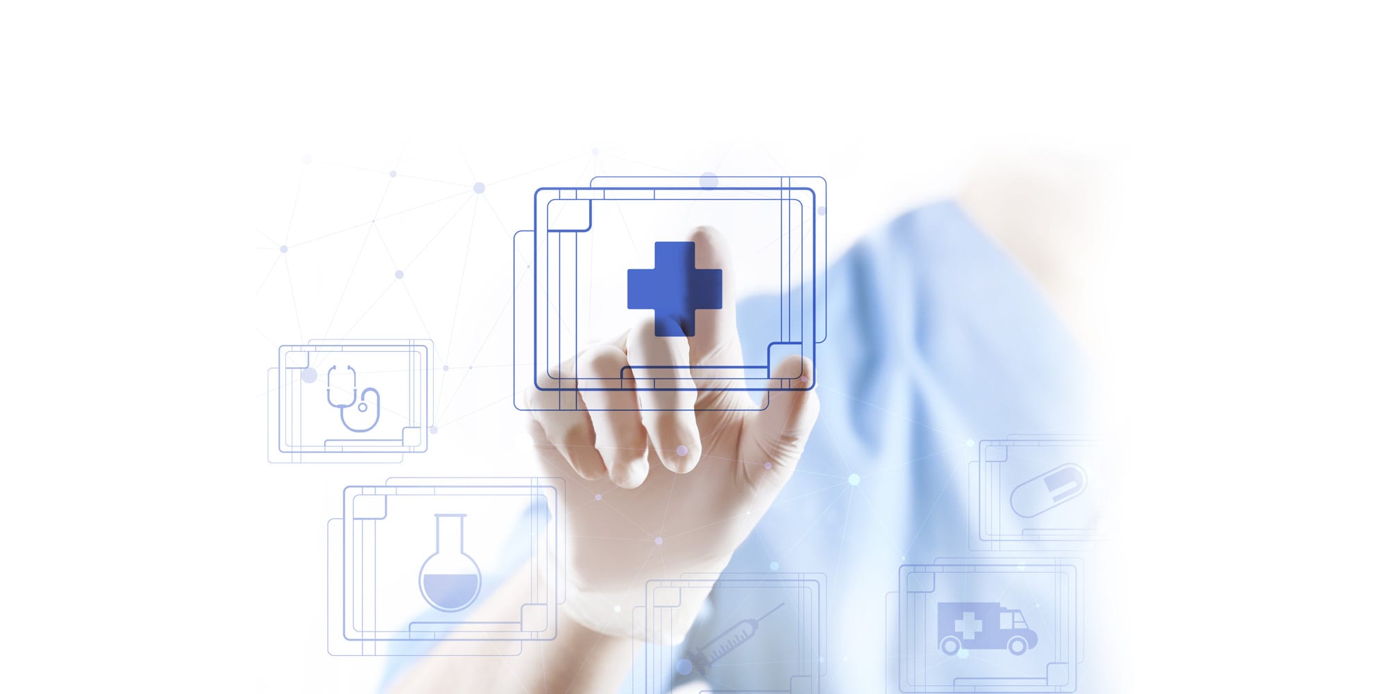 nurse clicking a healthcare icon